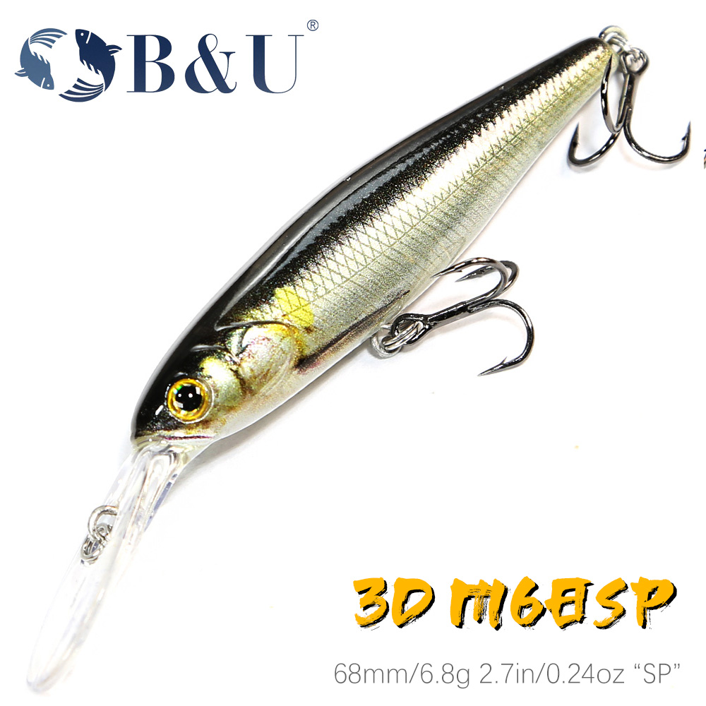 Fishing Lure Jerkbait - B & u-人工釣りルアー,3Dプリント,ミノー,ジャークベイト,ウォブラー,バス,パイク,スイムベイト,68mm