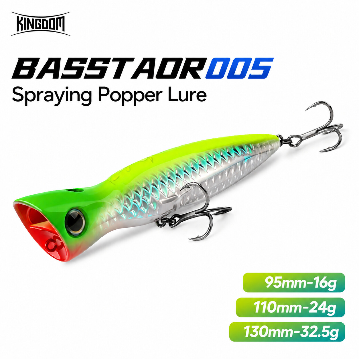 Fishing Lure Popper - キングダム・バスタオール・ポッパー・ルアー 95mm 16g 110mm 24g 130mm