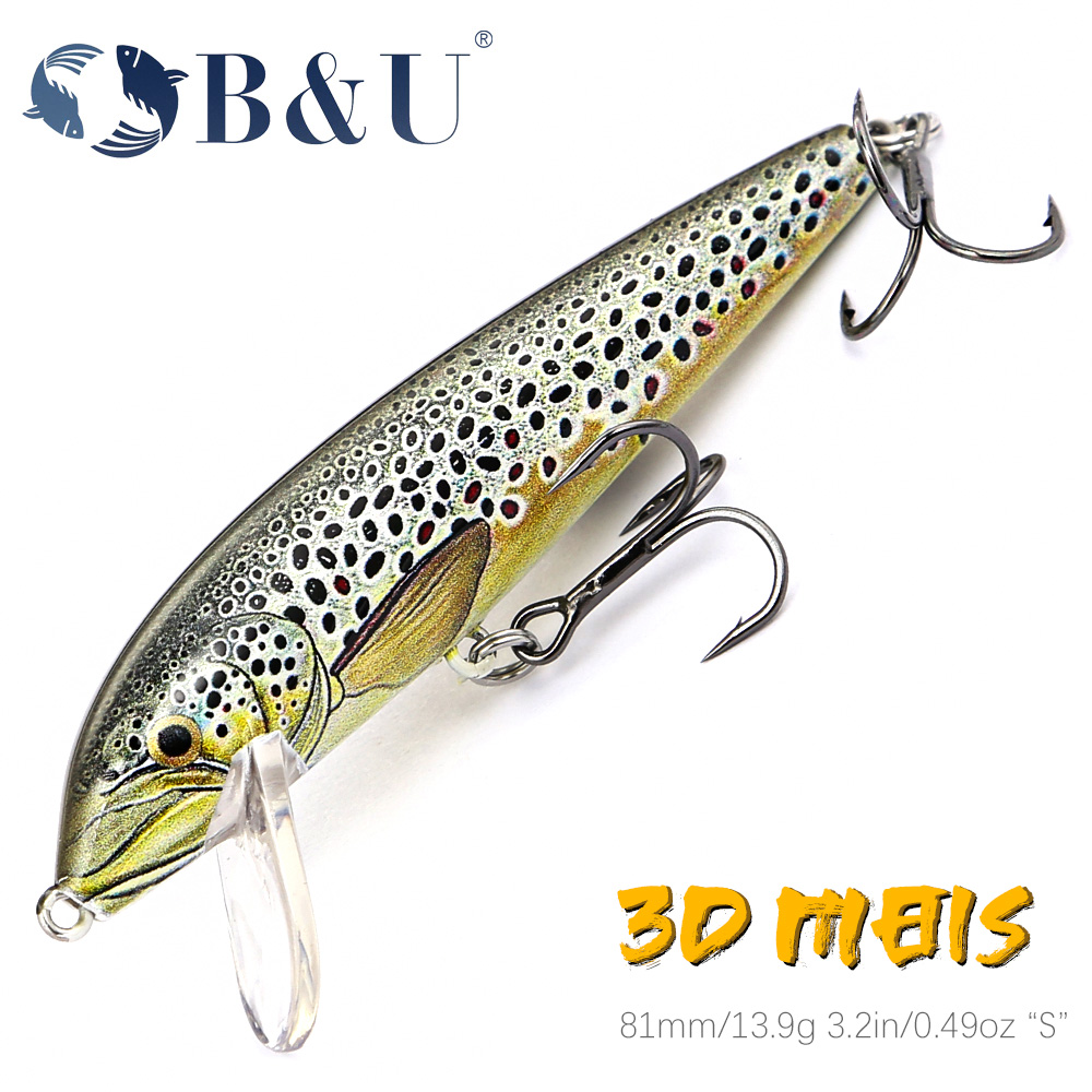 Fishing Lure Jerkbait - B & U 80 ミリメートルシンキングミノーワブリング釣りルアー人工餌低音パーチパイクトラウトハード餌ジャークベイト釣具